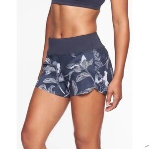 ATHLETA BLUE FLORAL LACER CUT SHORTS SIZE XXSMALL